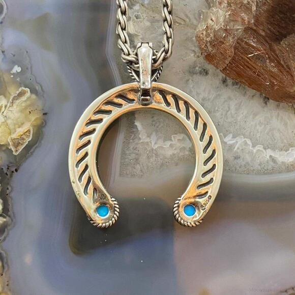 Carolyn Pollack Southwestern Style Sterling Turquoise Decorated Naja Pendant - Picture 5 of 10